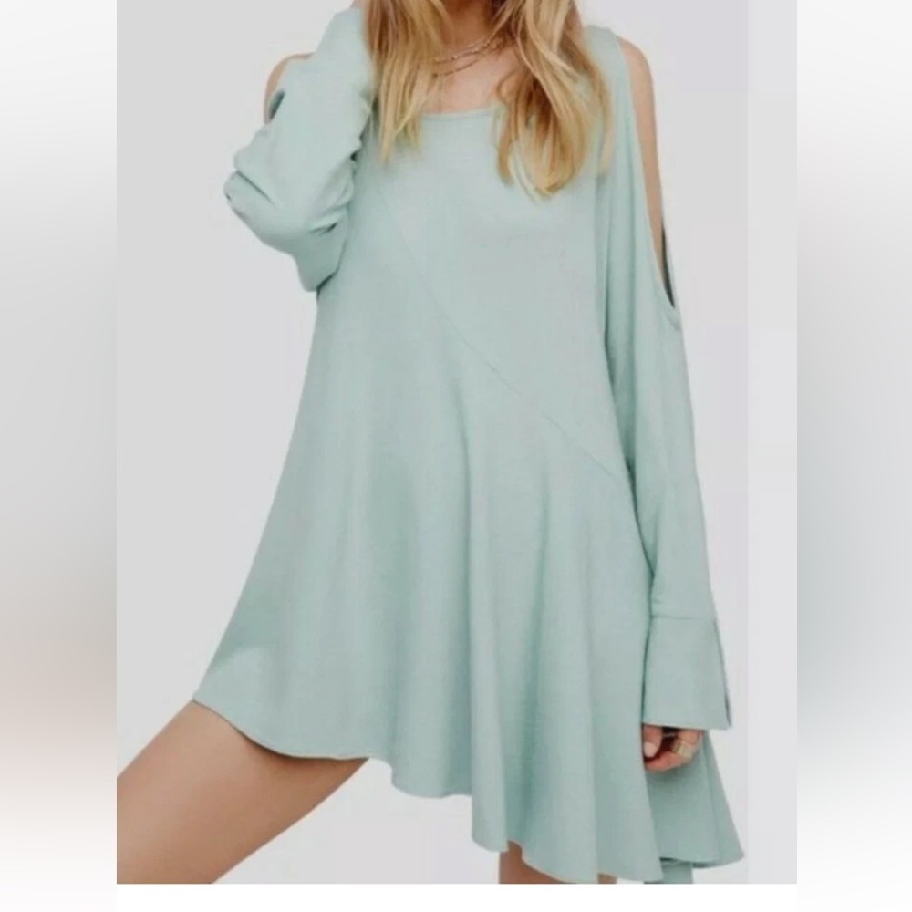 NWT Free People Clear skies Cold Shoulder Dress Tunic Sz XS Mint *N10